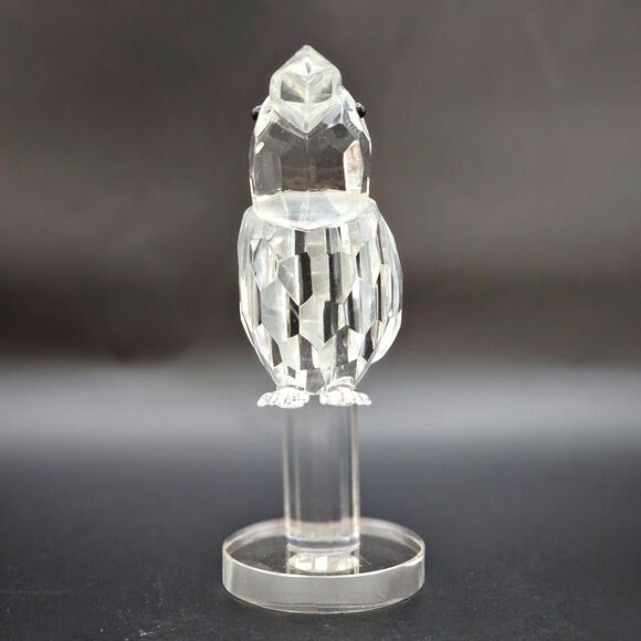 Crystal Clear Glass Bird Toucan Parrot Figurine Paperweight Facet Cuts Vintage - Picture 5 of 12